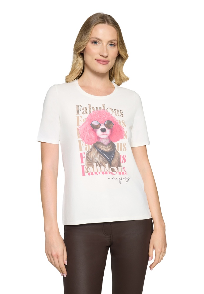 ФУТБОЛКА BETTY BARCLAY белая с ярким fashion-принтом и аккуратным повседневным кроем